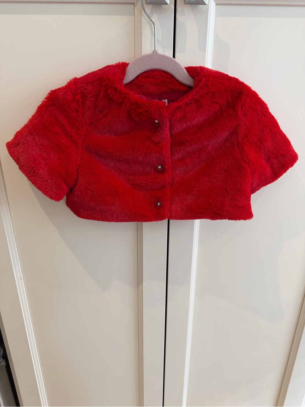 Original marines Girls 18m Red Faux-Fur Cropped Jacket